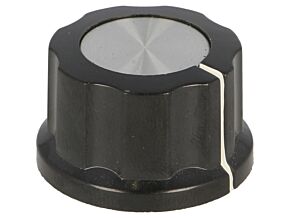 Gałka z kołnierzem bakelit średnica osi 6,35mm fi24x16mm Oś gładka Gałka z kołnierzem bakelit średnica osi 6,35mm fi24x16mm Oś gładka