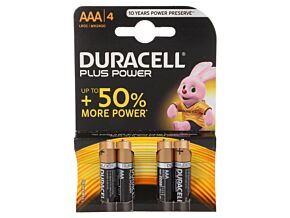 Bateria alkaliczna 1,5V AAA,R3 DURACELL PLUS 4szt. Bateria alkaliczna 1,5V AAA,R3 DURACELL PLUS 4szt.