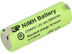 Akumulator Ni-MH A, R23 1,2V 2,6Ah GP Wypr: blaszki lutownicze 270mA