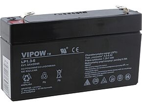 Akumulator kwasowo-ołowiowy VIPOW 6V 1,3Ah żywotność 5 lat Akumulator kwasowo-ołowiowy VIPOW 6V 1,3Ah żywotność 5 lat