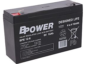 Akumulator kwasowo-ołowiowy BPOWER 6V 12Ah AGM 151x51x100mm Akumulator kwasowo-ołowiowy BPOWER 6V 12Ah AGM 151x51x100mm