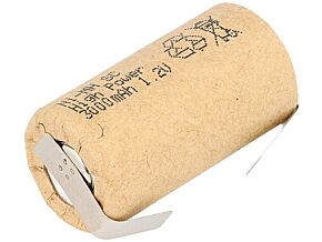 Akumulator Ni-MH SubC 1,2V 3000mAh z blaszkami lutowniczymi
