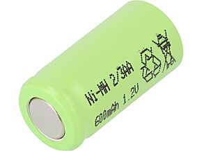 Akumulator Ni-MH 2/3AA 1,2V 600mAh fi13,9x28,1mm JJJ niski +