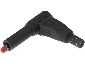 Wtyk bananowy kątowy lutowany 4mm czarny