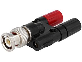 Adapter wtyk BNC - 2x gniazdo bananowe 4mm Adapter wtyk BNC - 2x gniazdo bananowe 4mm