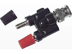 Adapter wtyk BNC - 2x gniazdo bananowe 4mm Adapter wtyk BNC - 2x gniazdo bananowe 4mm