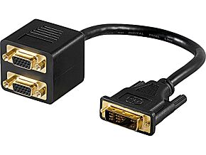 Przejście GOOBAY D-Sub 15pin HD żeński x2 - DVI-A (12+5) męski Przejście GOOBAY D-Sub 15pin HD żeński x2 - DVI-A (12+5) męski