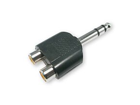 Przejście stereo 2x gniazdo Cinch – wtyk Jack 6,3mm Przejście stereo 2x gniazdo Cinch – wtyk Jack 6,3mm
