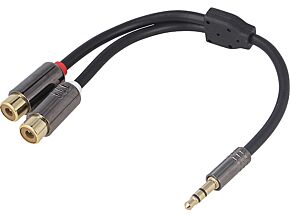 Adapter AUX złocony RCA gniazdo x2 - Jack 3,5mm 3pin wtyk Adapter AUX złocony RCA gniazdo x2 - Jack 3,5mm 3pin wtyk
