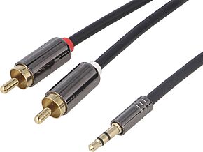 Adapter AUX złocony RCA wtyk x2 - Jack 3,5mm 3pin wtyk