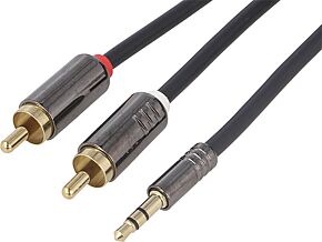Adapter AUX złocony RCA wtyk x2 - Jack 3,5mm 3pin wtyk Adapter AUX złocony RCA wtyk x2 - Jack 3,5mm 3pin wtyk