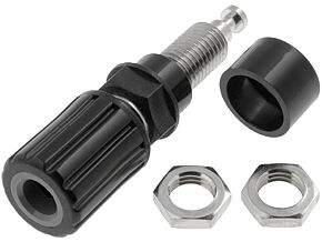 Gniazdo bananowe izolowane 4mm zacisk 36A czarne Gniazdo bananowe izolowane 4mm zacisk 36A czarne