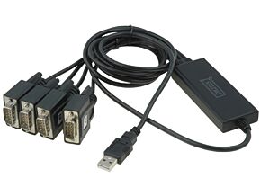Adapter USB-RS-232 D-Sub 9pin wtyk x4 USB A wtyk 1,5m czarny