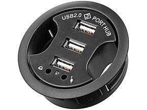 Biurkowy HUB 3x USB 2.0 z wejściem i wyjściem Audio mini jack 3,5mm Biurkowy HUB 3x USB 2.0 z wejściem i wyjściem Audio mini jack 3,5mm