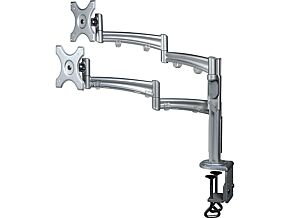 Uchwyt NEWBRAND do 2 monitorów LCD Montaż: zaciski śrubowe Kolor: srebrny