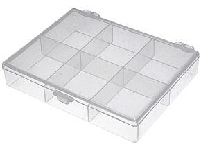 Pojemnik NEWBRAND pudełko z 6 przegrodami 118x90x22mm przezroczysty Pojemnik NEWBRAND pudełko z 6 przegrodami 118x90x22mm przezroczysty