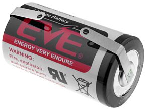 Bateria litowa 3,6V EVE D blaszki lutownicze fi32,9x61,5mm