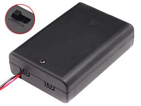 Zamykany pojemnik na 3 baterie R6 z przewodami i wyłącznikiem