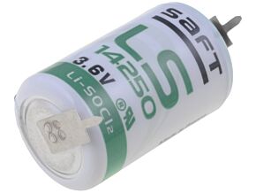 Bateria: litowa; 3,6V; 1/2AA,1/2R6; 2pin; O14,5x25mm; 1100mAh Bateria: litowa; 3,6V; 1/2AA,1/2R6; 2pin; O14,5x25mm; 1100mAh