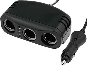 Rozgałęźnik x3 gniazdo zapalniczki samochodowej 12V z testerem napięcia Rozgałęźnik x3 gniazdo zapalniczki samochodowej 12V z testerem napięcia