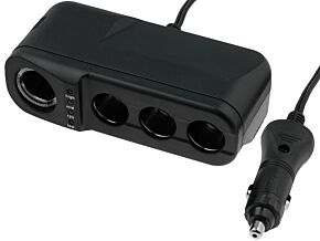 Rozgałęźnik x4 gniazdo zapalniczki samochodowej 12V z testerem napięcia Rozgałęźnik x4 gniazdo zapalniczki samochodowej 12V z testerem napięcia