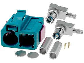 Złącze antenowe 2x Fakra żeńskie kątowe Złącze antenowe 2x Fakra żeńskie kątowe