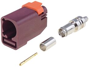 Wtyk FAKRA II SMB MOLEX żeński prosty RG174, RG316 bordowy - D