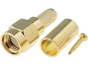Złącze SMA wtyk męski prosty złocony zaciskany na przewód