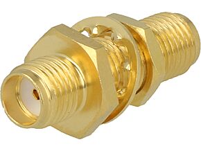 Łącznik SMA żeński z obu stron prosty 50 Ohm na panel teflon AMPHENOL Łącznik SMA żeński z obu stron prosty 50 Ohm na panel teflon AMPHENOL