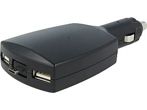 Zasilacz samochodowy USB A gniazdo x2,USB micro wtyk czarny Zasilacz samochodowy USB A gniazdo x2,USB micro wtyk czarny
