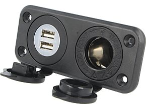 Zasilacz samochodowy 10A 12V/1x8A,5V/2x2,1A czarny