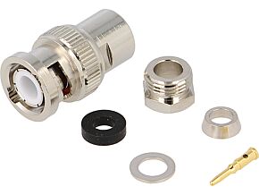 Wtyk BNC męski prosty 50Ohm B9907, RG223V, RG58 5mm na przewód Wtyk BNC męski prosty 50Ohm B9907, RG223V, RG58 5mm na przewód