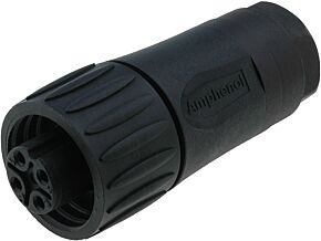 Złącze okrągłe C016 Amphenol wtyk 4PIN żeńskie z obejmą kabla srebrzony