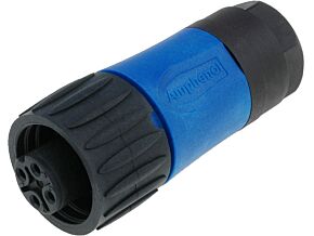 Złącze okrągłe C016 Amphenol wtyk 4PIN żeńskie z obejmą kabla srebrzony