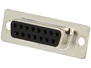 Wtyk D-Sub 15pin żeński, wytłaczane styki, do lutowania, złocony Wtyk D-Sub 15pin żeński, wytłaczane styki, do lutowania, złocony