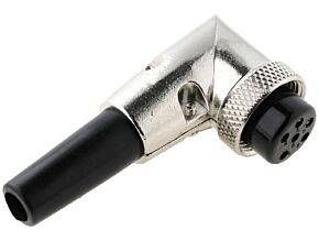 Wtyk mikrofonowy żeński 6PIN z odgiętką na przewód kątowy 90° Wtyk mikrofonowy żeński 6PIN z odgiętką na przewód kątowy 90°