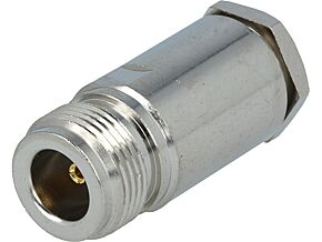 Wtyk N żeńskie proste RG58 5,5mm lutowanie, skręcany (clamp) Wtyk N żeńskie proste RG58 5,5mm lutowanie, skręcany (clamp)