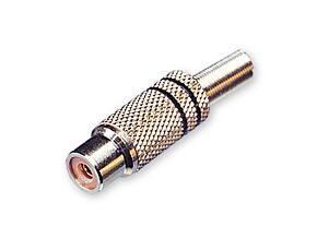 Wtyk żeński Cinch złocony z osłoną kabla czarny Wtyk żeński Cinch złocony z osłoną kabla czarny