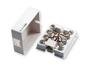 Gniazdo 8p/8c natynkowe białe 57,2x50x20,8mm