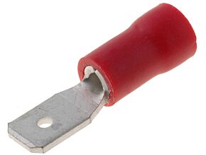 Konektor 4,8x0,8mm płaski męski izolowany czerwony