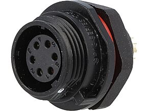 Gniazdo żeńskie WEIPU SP13 6PIN IP68 5A lutowanie 125V na panel