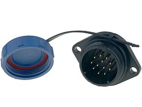 Gniazdo męskie WEIPU SP21 12PIN z pokrywą ochronną IP68 lutowanie na panel