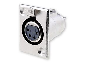 Gniazdo XLR żeńskie 4pin z przyciskiem na panel, przykręcany NINIGI Gniazdo XLR żeńskie 4pin z przyciskiem na panel, przykręcany NINIGI