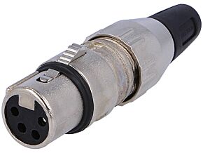 Wtyk XLR żeński 4pin prosty na przewód lutowanie 2,8÷8mm DELTRON