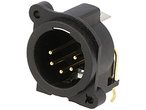 Gniazdo XLR męskie 5pin kątowe 90° na panel, przykręcany THT CLIFF