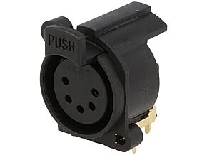 Gniazdo XLR żeńskie 5pin kątowe 90° z przyciskiem THT 5A CLIFF Gniazdo XLR żeńskie 5pin kątowe 90° z przyciskiem THT 5A CLIFF