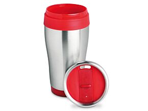 Kubek termiczny stalowy Tram 450ml srebrno-czerwony Kubek termiczny stalowy Tram 450ml srebrno-czerwony