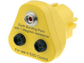 Wtyk uziemiający 1MOhm ELME - zatrzask i 2 gniazda bananowe