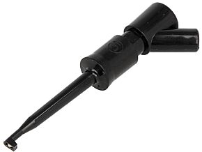 Chwytak pomiarowy haczykowy 6A 60VDC czarny Pokrycie: złocony Chwytak pomiarowy haczykowy 6A 60VDC czarny Pokrycie: złocony