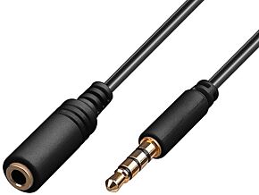 Kabel Jack 3,5mm 4pin wtyk - Jack 3,5mm 4pin gniazdo 2m czarny Kabel Jack 3,5mm 4pin wtyk - Jack 3,5mm 4pin gniazdo 2m czarny